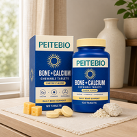Comprimés à mâcher au calcium osseux PEITEBIO avec vitamine D3 et phosphore pour chiens et chats - Soutien à la santé des articulations, saveur fromage, 120 unités