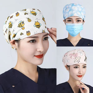 หมวกห้องผ่าตัดสำหรับพยาบาล แบบยูนิเซ็กซ์ ผ้าฝ้ายแท้ลายด็อบบี้ กระดุม<span class=keywords><strong>ใหม่</strong></span> สายยางยืดปรับได้ อุปกรณ์เสริมสำหรับทันตแพทย์และแพทย์ - Product Image 2