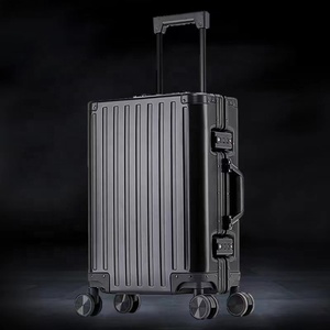 Bagage à main tout en aluminium pour hommes Bagage de voyage noir Valise à roulettes en métal rigide Valise en aluminium argentée - Product Image 6