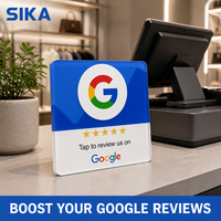 Carte NFC SIKA pour avis Google, 13,56 MHz, logo personnalisé, code QR, URL, carte de visite intelligente RFID, utilisation hôtelière, NTAG213, acrylique étanche NFC
