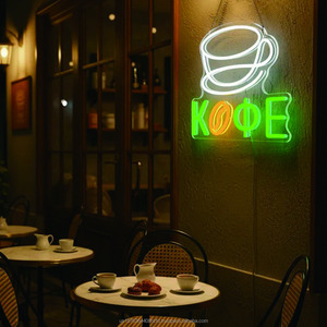 Letrero LED de neón colgante con letras luminosas de café ruso, letrero para tienda, taza de café, luz ambiental, luz indicadora para interiores y exteriores, 5V - Product Image 5
