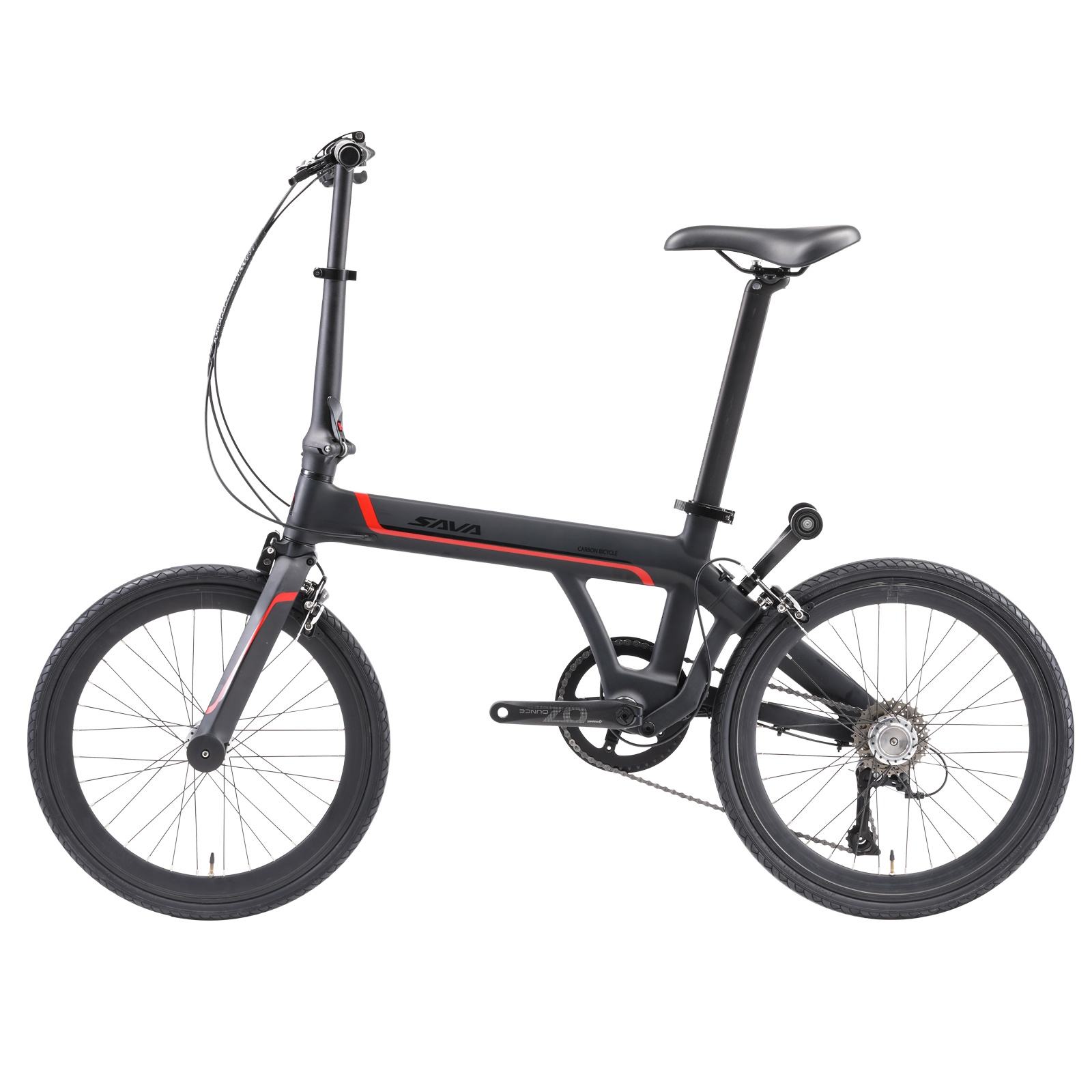 SAVA High Quality 20 Inch Carbon Fiber Folding Bicycle Speed Disc Brake  Rear Single Arm Mini Folding Bike Foldable Bikes