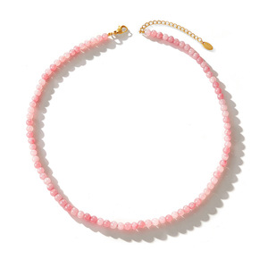 Collar de Cuarzo Rosa con Cuentas para Mujer, Forma Redonda, Joyería Elegante de Piedra, Collares de Moda - Product Image 2
