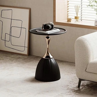Table à thé en fer forgé avec plateau en marbre, directement de l'usine - Design de luxe multifonctionnel pour petits espaces, table d'appoint ronde pour chevet et balcon