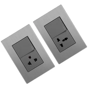 N5.2 South American wall switch socket metal 1gang American socket 110V/250V~