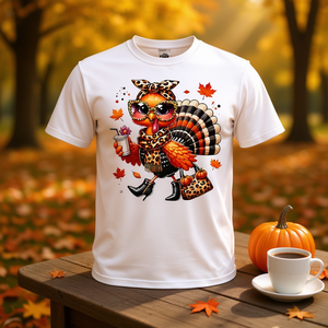 T-shirt chic à motif léopard de Turquie pour l'automne et Thanksgiving - Product Image 3