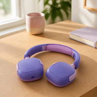 Headphone Nirkabel Over Ear Headset Stereo Musik Ringan Nyaman untuk Wanita, Remaja Putri, dan Anak-Anak