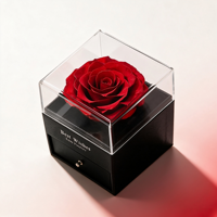 Kotak Perhiasan Akrilik Bunga Abadi Grosir, Hadiah Bunga Mawar Abadi untuk Hari Valentine, Ulang Tahun, Lamaran