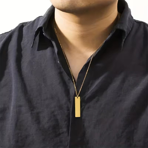 Tùy Chỉnh Đồ Trang Sức Thép Không Gỉ Dọc Thanh Mặt Dây Chuyền Vòng Cổ Cá Nhân Khắc Tên Từ Tin Nhắn Vòng Cổ Cho Phụ Nữ - Product Image 4