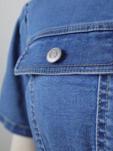 Women's Custom Made <b>Cropped</b> <b>Denim</b> <b>Jacket</b> Full Sleeve Button Plain Custom Made Wholesale Regular Breathable Women <b>Denim</b> <b>Jackets</b> - Product Image 2