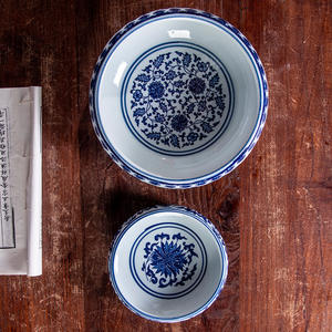 Ornement multifonctionnel, lavabo chinois, grande capacité, aquarium, vase en céramique, pot <span class=keywords><strong>de</strong></span> fleurs bleu et blanc pour la maison, l'hôtel - Product Image 4