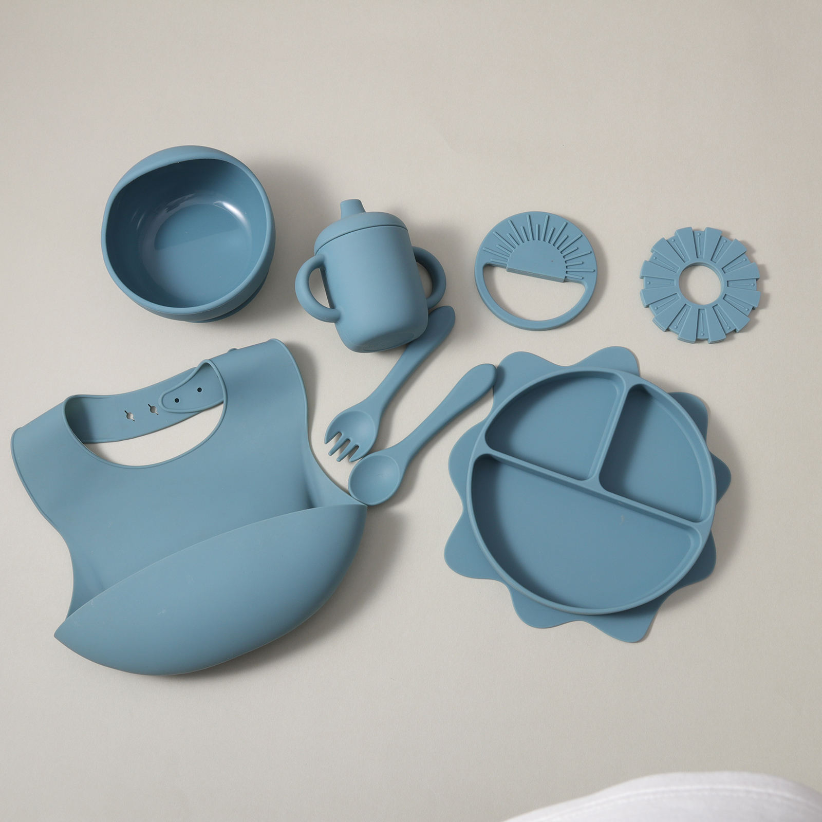 sun plate set |  smoky  blue