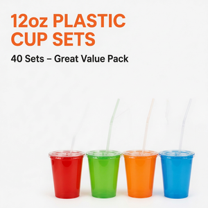 Vasos de 12 oz sin BPA, tapas y pajitas incluidas, paquete de 30 vasos reutilizables, vasos de plástico con tapas, vasos redondos para bebidas - Product Image 1