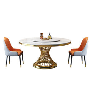 Juego de Comedor de Lujo Moderno con Mesa Redonda de Mármol y Sillas para <span class=keywords><strong>4</strong></span>, 6 u 8 Personas, de Piedra Sinterizada y Metal, Muebles Completos para Comedor de Diseños Clásicos - Product Image 6