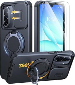 Stootvaste hoes voor Samsung Galaxy A07 A17 A27 A37 A57 5G met magnetische schuifcamera lensbescherming 360° ° Draaibare ringhouder standaardhoes - Product Image 1