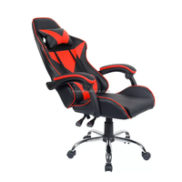 Chaise de jeu exécutive avec repose-pieds, ergonomique, réglable, pivotante, base chromée, structure en acier inoxydable, cuir PU, design traditionnel