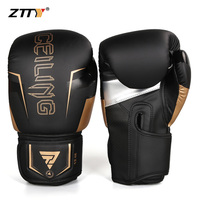 Gants de boxe professionnels en cuir PU, ajustables, pour adultes, personnalisables, pour le combat Sanda, Muay Thai, pratiques en extérieur