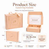 Boîte d'expédition en carton personnalisée avec logo, poignée en ruban satiné, emballage cadeau ondulé pour vêtements, cosmétiques et vente en ligne