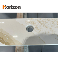 Dalle de pierre synthétique en quartz cristal Calacatta de qualité supérieure, polie, pour plan de travail de cuisine, imperméable et résistante aux taches