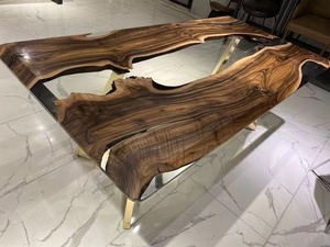 Ultimo personalizza Design speciale ristorante mobili da cucina <span class=keywords><strong>in</strong></span> legno di noce fiume tavolo da pranzo lastra <span class=keywords><strong>in</strong></span> resina epossidica - Product Image 4