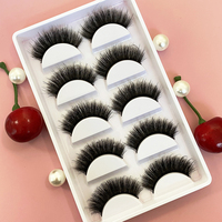 20MM 3D Big Curl Faux Mink Lashes Vente en gros Dramatique Super Fluffy Faux Vegan Mink Eyelashes Dense 5 Paires Lashes Pack Tray