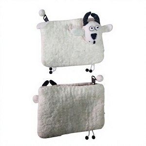 Porte-monnaie NCG mignon au design paysager en feutre non tissé, mini fermeture éclair, fait main, doux, style dessin animé, doublure en coton pour filles - Product Image 1