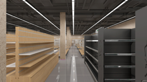 3D מעוצב תאורה חד-צדדית לעמוד תצוגה עבור מאפייה חנות מאפייה 3D מדפים עץ מזון חנות מתכת דו-צדדית תכונה דו-צדדית - Product Image 4