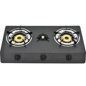 Cuisinière à gaz portable à deux brûleurs en acier inoxydable avec commande par bouton et allumage piézoélectrique, idéale pour l'hôtellerie, avec protection anti-extinction de flamme. - Product Image 1