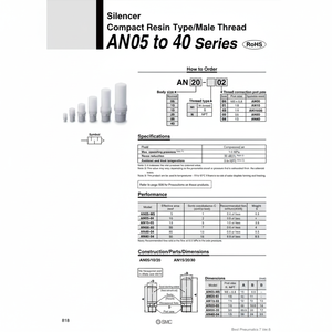 Pieza neumática de silenciador de SMC Pneumatics, pieza neumática - Product Image 1