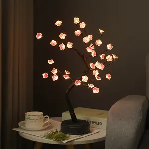 Lámpara LED creativa de árbol de perlas, lámpara de estrella completa de cielo, dormitorio táctil, decoración navideña, luz de noche de vacaciones