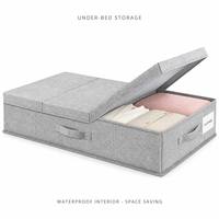 Boîte de rangement pour sous le lit, 31,5x15,7x6 pouces, intérieur imperméable, 3 sections, couvercle pliable, organisateur de vêtements, gain de place