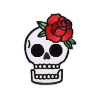 Nouvelle mode crâne Rose Biker brodé Patch fer sur coudre sur Badge broderie Patch pour vêtements utiliser en fil de haute qualité