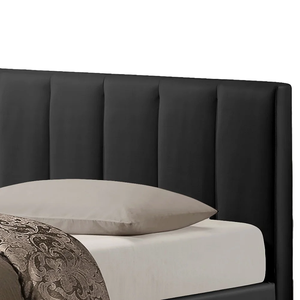 Upholstered Metal and Wood <strong>Bed</strong> <strong>Frame</strong> with Gas Lift Black <strong>Faux</strong> <strong>Leather</strong> Queen Storage <strong>Bed</strong> - Product Image 5
