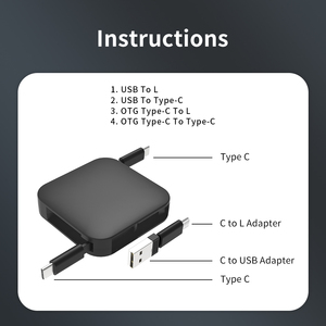 Nouveau design – Câble de charge ultra-rapide USB-C 100W 60W, câble de données USB rétractable 4-en-1 3A pour <span class=keywords><strong>iPhone</strong></span> 17 16 15 14 - Product Image 4
