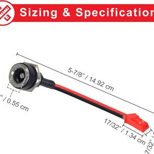 Cable Coaxial de Repuesto para Puerto de Carga de Patinete Eléctrico GOTRAX GXL V2 XR Elite XR Ultra Rival, 5.5 mm DE, 2.5 mm DI, 36V - Product Image 2