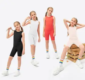 2023 Op Maat Gemaakte 2-delige Kinder Fitness Kleding Meisje Activewear Jonge Kinderen Yoga Set