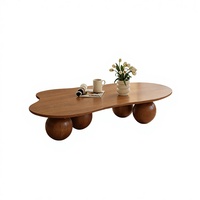 Table basse et à thé en bois de style nordique moderne avec hauteur réglable, couleur et taille personnalisables, design de panneau
