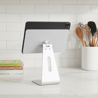 Support de tablette magnétique pliable en aluminium argenté, rotatif à 360 degrés, réglable et pivotant pour bureau, vente en gros