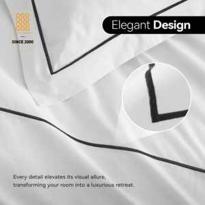 Комплект постельного белья класса люкс для отелей, размер Queen, 100% белый хлопок, с вышивкой, включает пододеяльник и 2 наволочки - Product Image 3