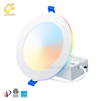 Plafonnier encastré intelligent 13W 1200LM avec Wi-Fi, compatible Alexa et Google, à intensité variable, sans scintillement, avec éclairage nocturne RGBCW, panneaux LED intelligents Zigbee