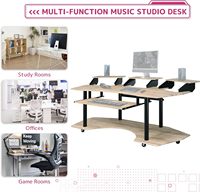 Bureau de studio musical haut de gamme, table de jeu haut de gamme avec port USB, couleur chêne naturel