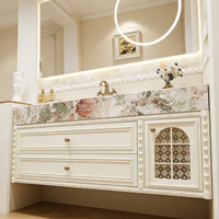 Meuble sous-vasque blanc classique en bois pour salle de bain, idéal pour projets hôteliers, avec vasque intégrée, fabrication OEM/ODM sur mesure