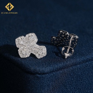 Cross Shape Lab Grown Diamond <b>Stud</b> <b>Earrings</b> Iced Out Cross Cluster <b>Stud</b> <b>Earrings</b> 925 <b>Silver</b> Hip Hop Jewelry for Men Women - Product Image 5