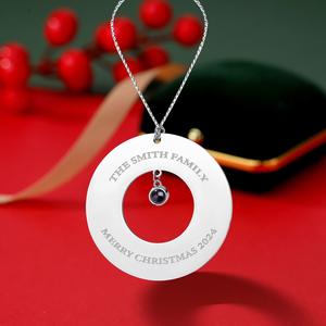 Natale in acciaio inox HD a colori ciondolo di proiezione di foto alla moda ornamento di capodanno con cento lingue 'ti amo - Product Image 1