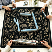 Tapis de Mahjong Chinoiserie Moderne de Luxe Personnalisé à Faible MOQ, Tapis de Table en Caoutchouc Imperméable et Silencieux pour Fêtes de Mahjong Américain