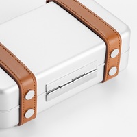 Koper Mini Aluminium Hard Case Logo Kustom Produsen OEM dengan Tali Kulit PU untuk Kemasan Merek Perhiasan Jam Tangan