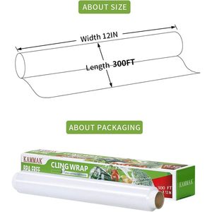 Film alimentaire étirable 300 pieds x 12 pouces sans BPA, compatible micro-ondes, pour la cuisine - Product Image 4