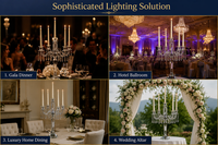 Support de bougie en cristal avec pendentifs en cristal en forme de goutte d'eau, porte-bougie en cristal transparent, décoration de centre de table de mariage