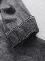Kemeja Denim Depan Bersaku Satu Potong untuk Pria, Blus Kasual Denim Pria Grosir, Baju Denim Pria Satu Potong