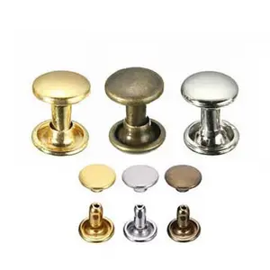China wholesale cap rivets Two Side Silver Black Gold 8 mm Stainless Steel Brass Double Head Cap rivets for Leather